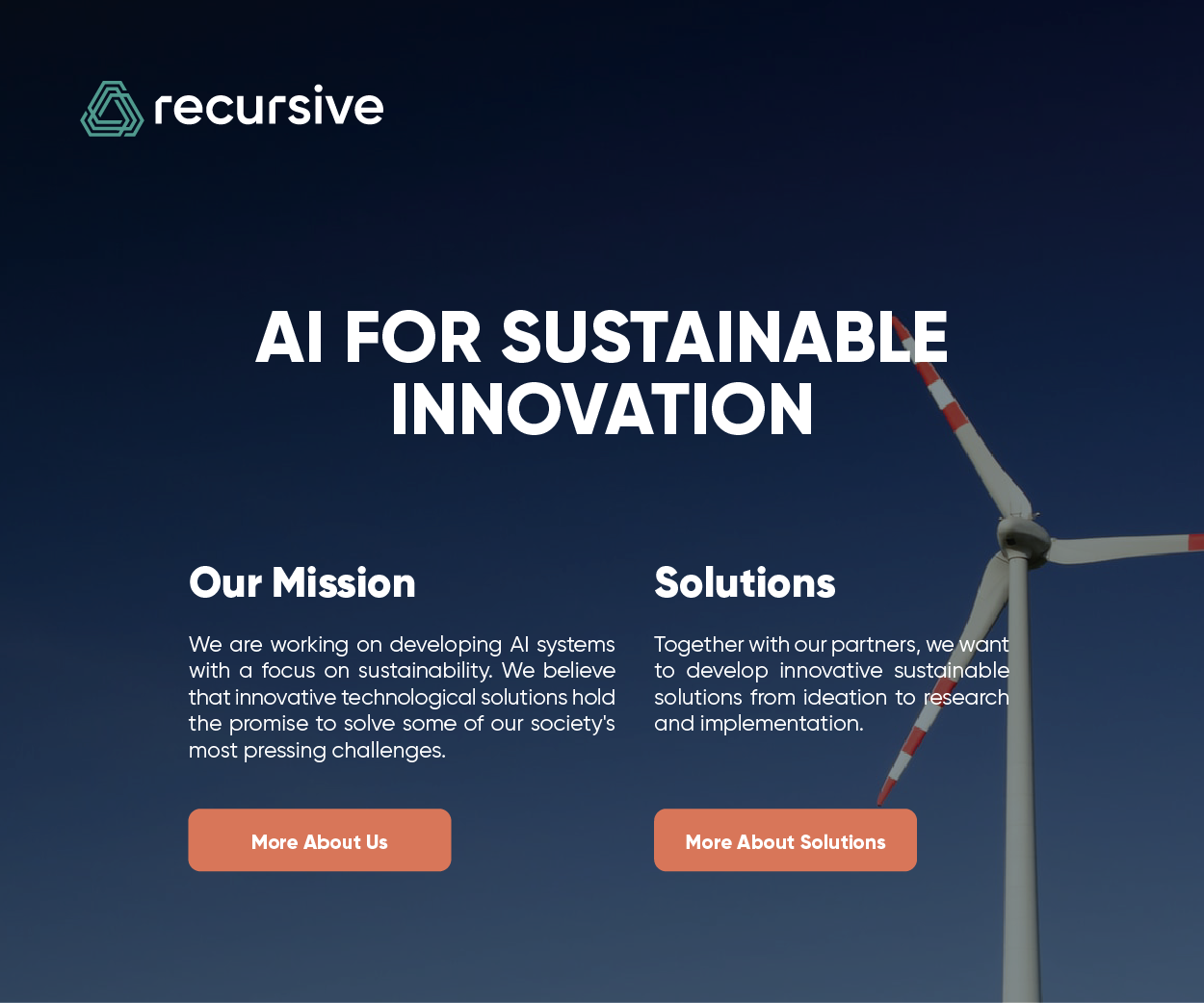 Recursive a consulting company working on developing AI systems with a focus on sustainability Website Mockup Image