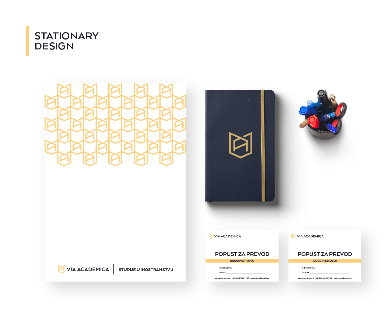 Via Academica - studying abroad and academic career orientation company Stationary Design Image