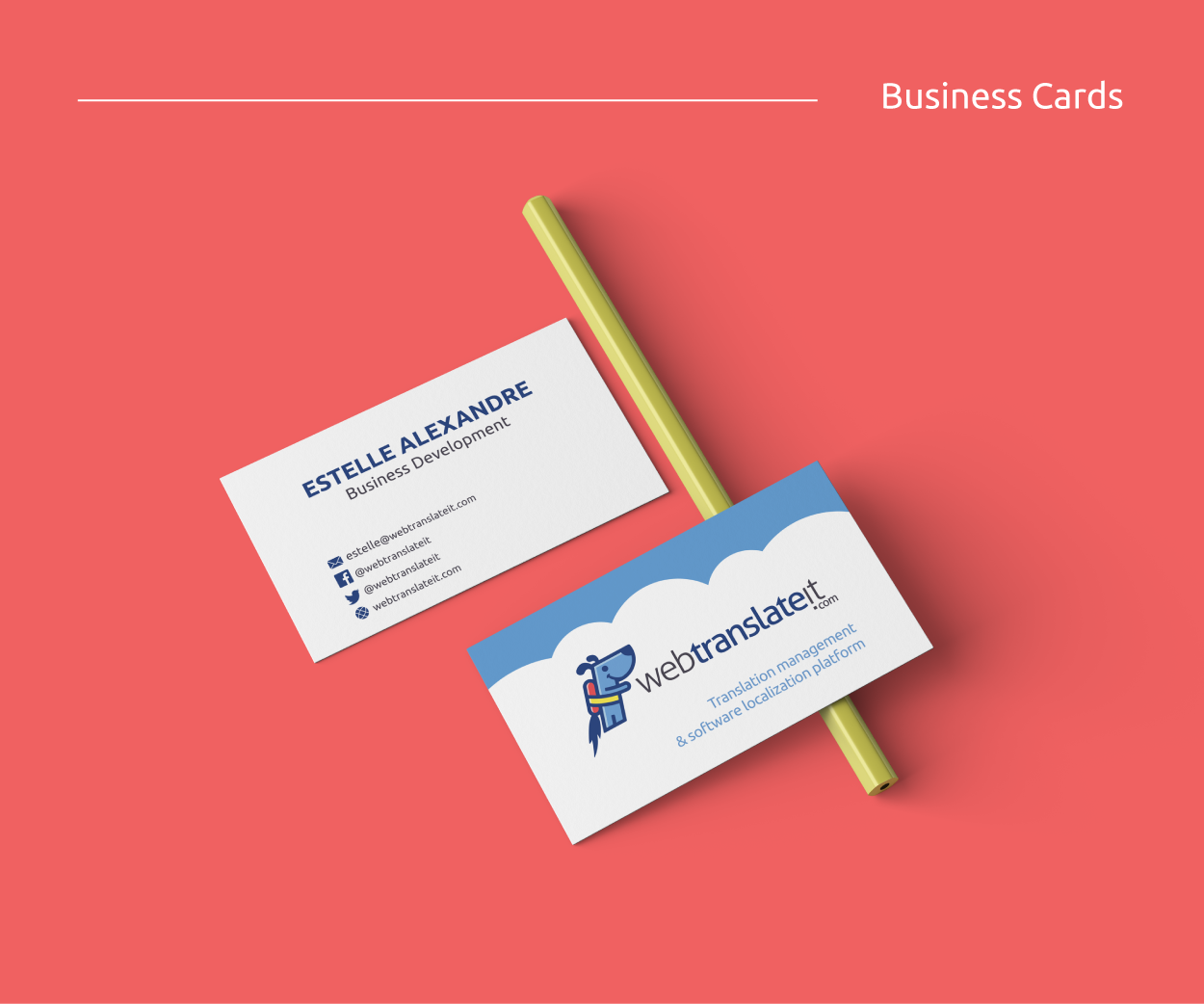 WebTranslateIt all-in-one translation management system Business Card Design Image